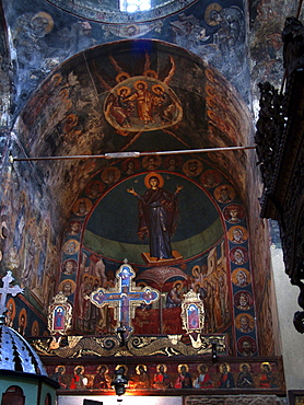 Macedonia (the former yugoslav republic of macedonia, fyrm) 13th century frescoes inside the orthodox church of saint clement, ohrid