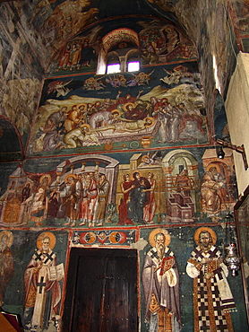 Macedonia (the former yugoslav republic of macedonia, fyrm) 13th century frescoes inside the orthodox church of saint clement, ohrid