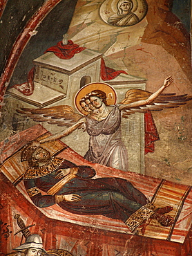 Macedonia (the former yugoslav republic of macedonia, fyrm) 13th century frescoes inside the orthodox church of saint clement, ohrid