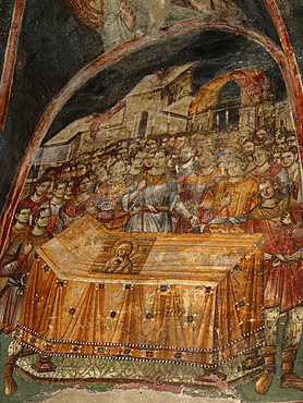 Macedonia (the former yugoslav republic of macedonia, fyrm) 13th century frescoes inside the orthodox church of saint clement, ohrid