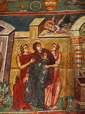 Macedonia (the former yugoslav republic of macedonia, fyrm) 13th century frescoes inside the orthodox church of saint clement, ohrid