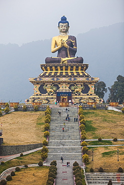 The Buddha Park of Ravangla (Tathagata Tsal) with 130-foot high statue of the Buddha, situated near Rabong, Sikkim, India, Asia