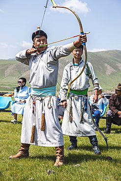 Archery at Naadam Festival, Mongolia, Central Asia, Asia