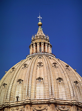 Tourists between the lantern and dome of St. Peter's Basilica in the Vatican, Rome, Lazio, Italy, Europe