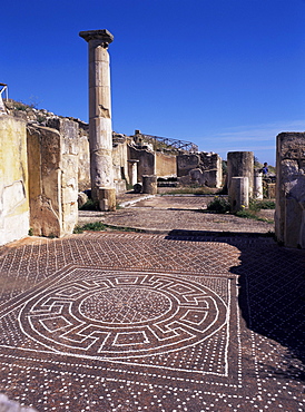 Mosaic floor, Solunto, Carthaginian and later Roman site, east of Palermo, Sicily, Italy, Europe