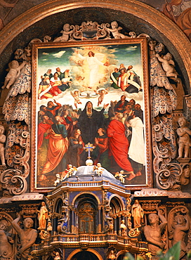 Painting of the Ascension by Vincenzo da Pavia, dating from 1533, above the altar of La Martorana, Palermo, Sicily, Italy, Europe