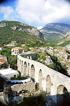 Aqueduct dating from the 17th century, supplying Stari Bar, founded by Justinian in the 6th century), near modern Bar, Montenegro, Europe