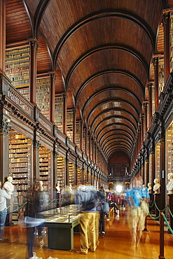 The Long Room in the library of Trinity College, Dublin, Republic of Ireland, Europe