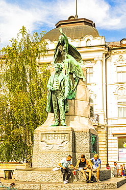 Preseren Monument in Plaza Presernov, Ljubljana, Slovenia, Europe