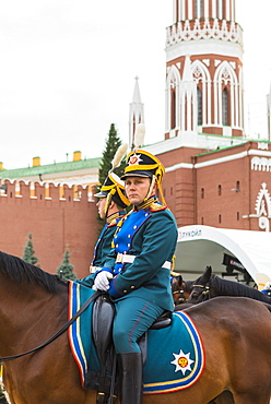 A Russian soldier in Red Square, Moscow, Russia, Europe