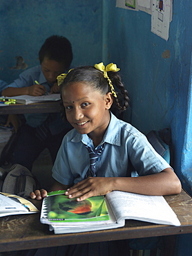 11 year-old Kamala at Himalaya Lower Secondary School in Tallagauganganda in Kaski district of Nepal, Asia