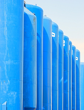 Gas or oil storage tanks, Aberdeen, Scotland, United Kingdom, Europe