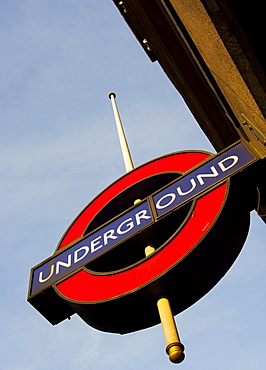 Underground/tube sign, London, England, United Kingdom, Europe