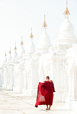 The world's largest book, set in stone, in the grounds of the Kuthodaw pagoda at the foot of Mandalay Hill, Myanmar (Burma), Asia