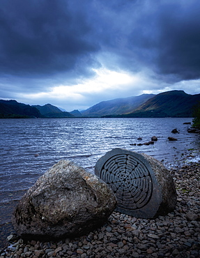 National Trust Centenary Stone, Derwent Water, Lake District National Park, UNESCO World Heritage Site, Cumbria, England, United Kingdom, Europe