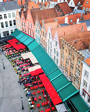 Medieval guild houses on Market (Markt) square, Bruges, West Flanders, Belgium