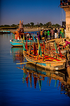 Colorful boats at the Holi Festival, Vrindavan, Uttar Pradesh, India, Asia