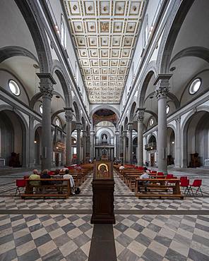 The interior of the San Lorenzo, the parish church of the Medici family, Florence, Tuscany, Italy, Europe