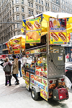 Street food cart, Manhattan, New York City, United States of America, North America