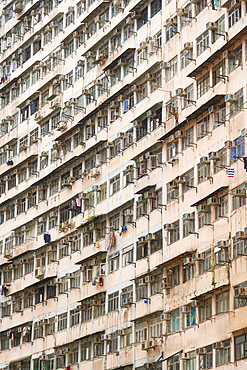 Densely crowded apartment buildings, Hong Kong Island, Hong Kong, China, Asia