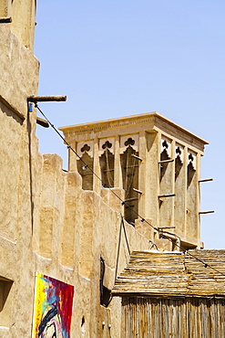 Restored traditional houses in Al Fahidi Historic Neighbourhood, Bur Dubai, Dubai, United Arab Emirates, Middle East