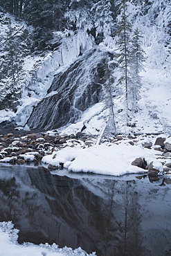 Fan Falls in Winter, Alberta, Canada, North America