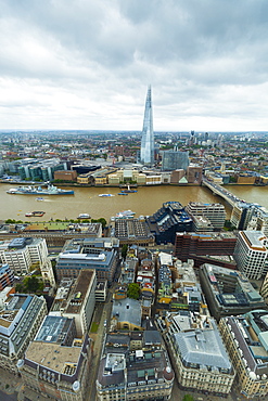 View of the River Thames and The Shard from the Sky Garden at the Walkie Talkie (20 Fenchurch Street), City of London, London, England, United Kingdom, Europe