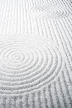 Patterns in snow-covered rock garden, Tofuku-ji Temple, Kyoto, Japan, Asia