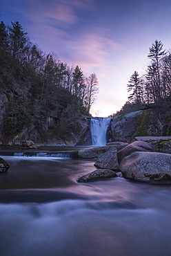 Elk River Falls at sunset, Elk River, Blue Ridge Mountains, North Carolina, United States of America, North America