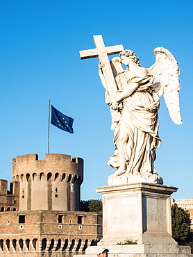 Statue outside the Castel Sant'Angelo, UNESCO World Heritage Site, Rome, Lazio, Italy, Europe