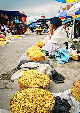 Andean corn in a market in Otovalo, Ecuador, South America