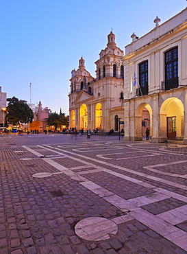 Twilight view of the Cathedral of Cordoba, Cordoba, Argentina, South America