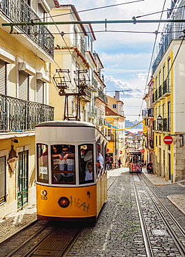 View of the Bica Funicular, Lisbon, Portugal, Europe