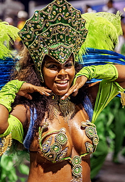 Samba dancer in the Carnival Parade, City of Rio de Janeiro, Rio de Janeiro State, Brazil, South America