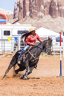 Horse rider competing in the Annual Utah Navajo Fair, Bluff, Utah, United States of America, North America