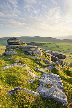 View from Belstone Common looking west towards Yes Tor on the northern edge of Dartmoor, Devon, England, United Kingdom, Europe