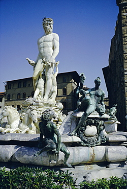 Fountain of Neptune dating from 1576, in the Piazza Della Signora, Florence, UNESCO World Heritage Site, Tuscany, Italy, Europe