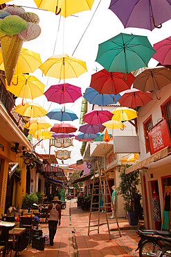 A street of restaurants in the center of Siem Reap, Cambodia, Indochina, Southeast Asia, Asia