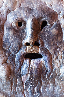 Bocca della Verita (Mouth of Truth), a marble mask at Santa Maria in Cosmedin church in Rome, Lazio, Italy, Europe