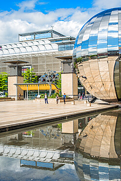 Millennium Square with the Planetarium in the form of a huge walk-in mirror ball in Bristol, Avon, England, United Kingdom, Europe