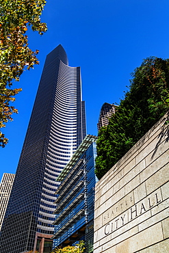 Seattle City Hall, Columbia Center Building and ATT Gateway Tower, Seattle, Washington State, United States of America, North America