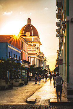 Antiguo Ayuntamiento, government building at sunset, UNESCO World Heritage Site, Cienfuegos, Cuba, West Indies, Caribbean, Central America