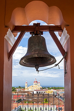 View from the bell tower of the church La Merced to the Cathedral of Granada, Granada, Nicaragua, Central America