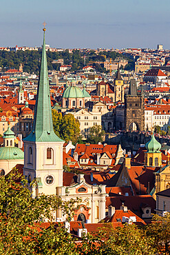 Elevated view from the Southern Garden at Prague Castle over the Old Town, UNESCO World Heritage Site, Prague, Czech Republic (Czechia), Europe