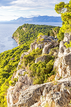 Elevated view over Cape Osejava near Makarska, Croatia, Europe