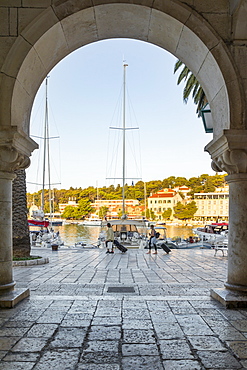 The port of Hvar Town, Hvar, Croatia, Europe