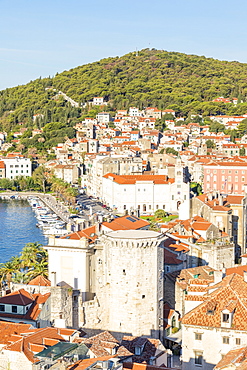 View from the bell tower of the Cathedral of Split over the old town, Split, Croatia, Europe