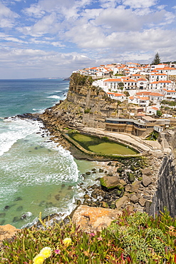 View from a lookout over the village, Azenhas do Mar, Sintra Municipality, Portugal, Europe