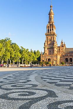 Northern Tower at Plaza de Espana, Seville, Andalusia, Spain, Europe