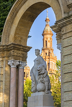 Northern Tower of Plaza de Espana, Seville, Andalusia, Spain, Europe